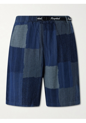 KAPITAL - Tugihagi Straight-Leg Belted Patchwork Cotton Shorts - Men - Blue - 2