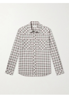 Versace - Checked Cotton-Poplin Shirt - Men - Gray - IT 44