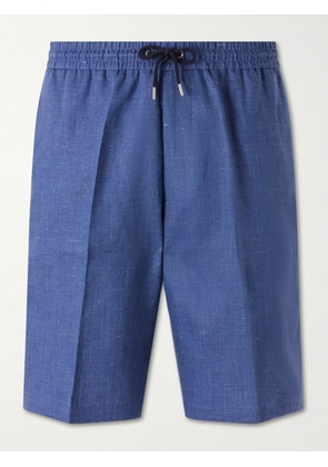 Paul Smith - Pleated Linen Drawstring Shorts - Men - Blue - S