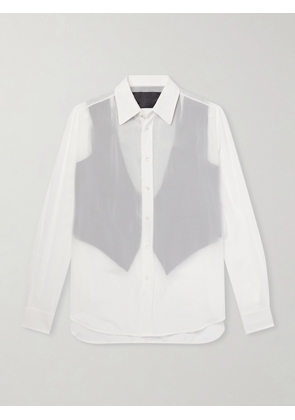 Maison Margiela - Wool-Trimmed Organza Shirt - Men - Neutrals - IT 46