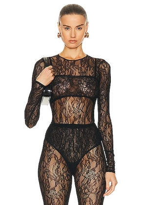 WARDROBE.NYC Lace Bodysuit in Black - Black. Size XXS (also in ).