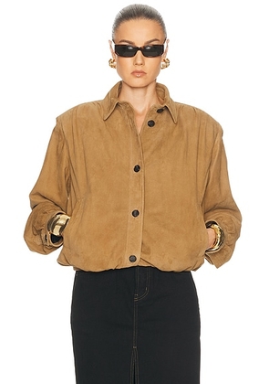 Saint Laurent Suede Jacket in Tabac - Tan. Size 36 (also in 38, 40, 42).