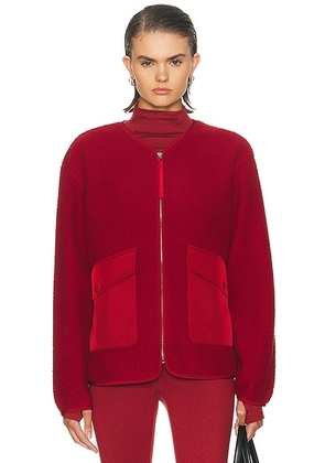 Varley Marina Collarless Fleece Jacket in Red Dahlia - Red. Size XS (also in ).