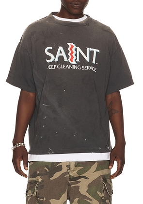 SAINT Mxxxxxx Saint Short Sleeve Tee in Black - Black. Size L (also in M, XL/1X).