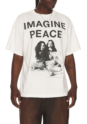 SAINT Mxxxxxx Imagine Peace Short Sleeve Tee in White - White. Size L (also in M, XL/1X).