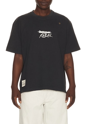 Song for the Mute X Birkenstock The Rebel Distressed T-shirt in Overdyed Black - Black. Size L (also in M, S, XL/1X).