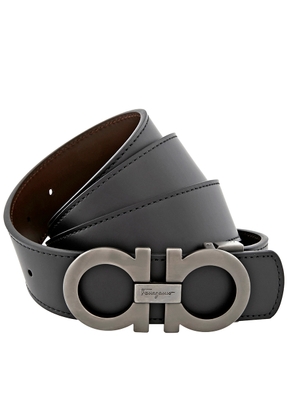 Ferragamo Reversible Leather Belt with Gunmetal Buckle