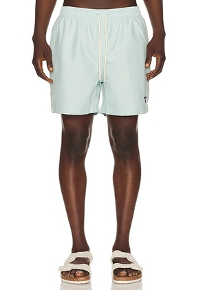 Barbour Water Reactive Leaf Print Swim Short in Mint Blue - Teal. Size L (also in M, S, XL/1X).
