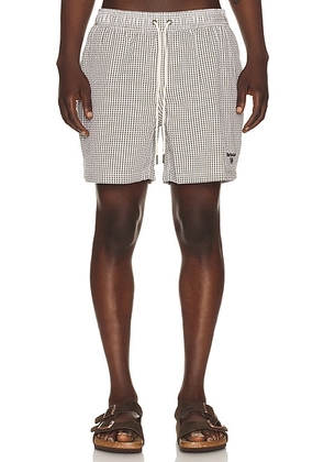 Barbour Gingham Seersucker Swim Short in Olive - Olive. Size L (also in M, S, XL/1X).