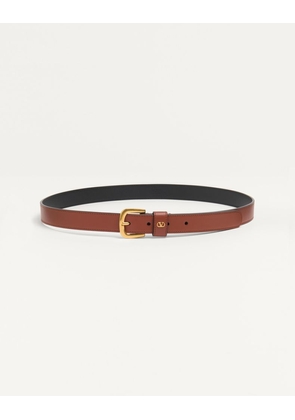 Valentino Garavani VLogo Signature Belt In Shiny Calfskin 25 Mm Man DEEP CARAMEL 095