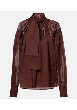 Plan C Tie-neck cotton blouse