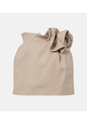 Magda Butrym Floral-applique linen miniskirt