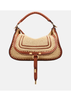 Chloe Marcie Small raffia-effect shoulder bag