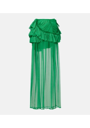 Dries Van Noten Ruffled silk muslin maxi skirt