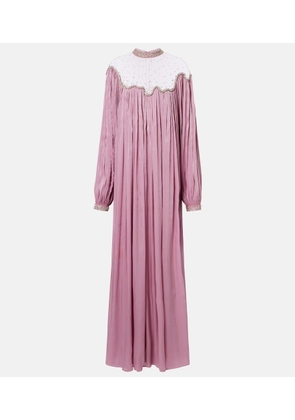 Costarellos Elline embellished pleated gown