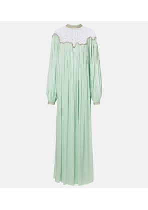 Costarellos Elline embellished pleated gown