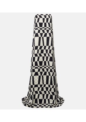 Dries Van Noten Printed bustier gown