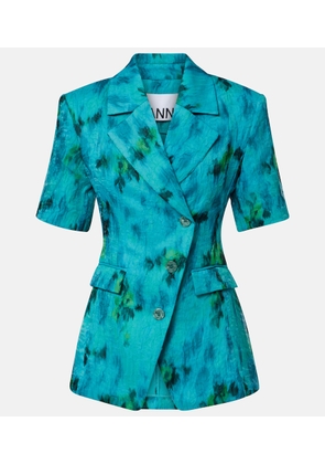 Ganni Printed organza blazer