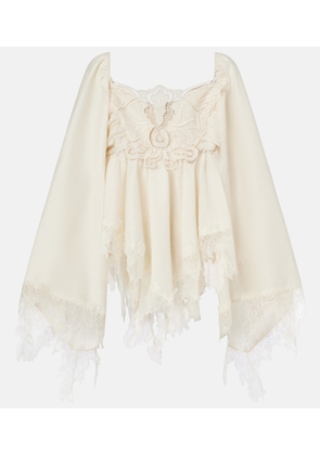 Blumarine Embroidered lace-trimmed blouse