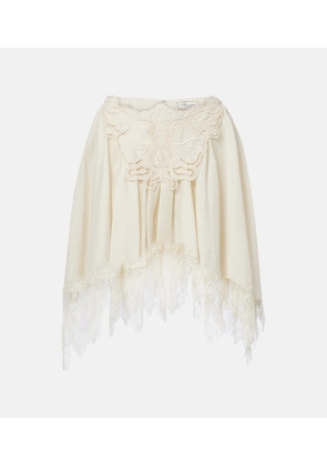 Blumarine Embroidered lace-trimmed miniskirt