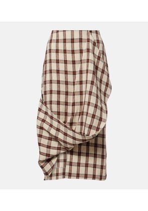 Rohe Checked linen midi skirt