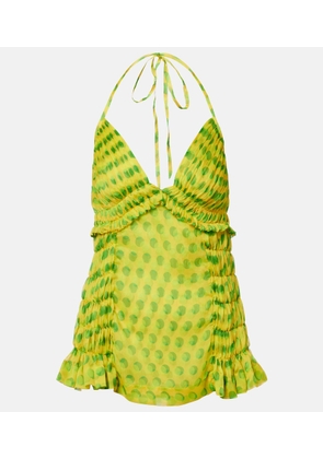 Dries Van Noten Polka-dot halterneck silk top