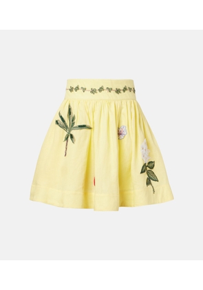 Agua by Agua Bendita Nori floral-applique linen miniskirt