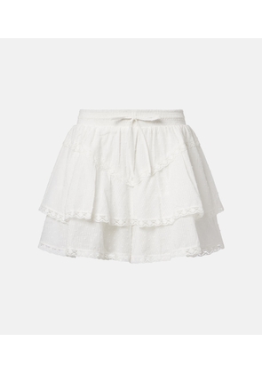 Poupette St Barth Thia embroidered tiered cotton shorts