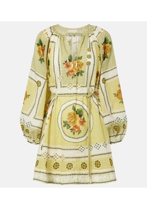 Alemais Dixie belted printed ramie minidress
