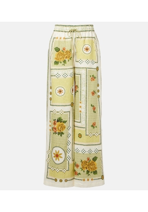 Alemais Dixie printed linen wide-leg pants