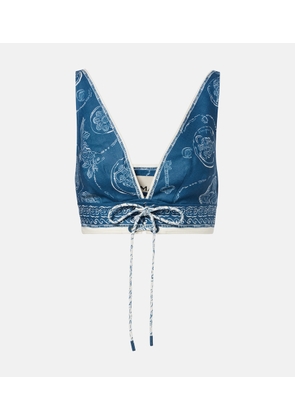 Alemais Lucky printed linen crop top