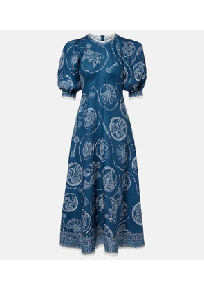 Alemais Lucky printed linen midi dress