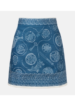 Alemais Lucky printed linen miniskirt