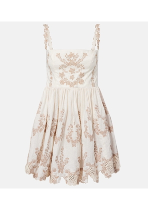 Agua by Agua Bendita Mielero embroidered linen minidress