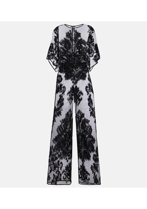 Norma Kamali Obie floral mesh jumpsuit