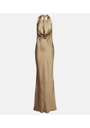 Norma Kamali Draped halterneck satin gown