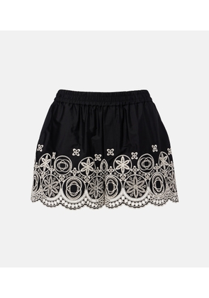 La DoubleJ Pull-Up embroidered cotton shorts