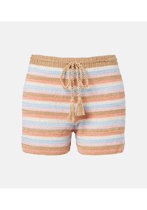 Anna Kosturova Striped crochet cotton shorts