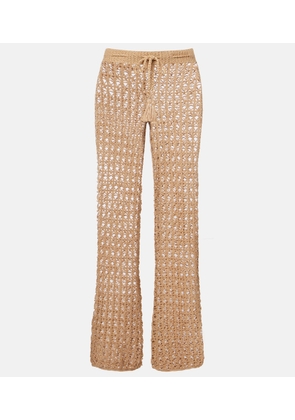 Anna Kosturova Crochet cotton wide-leg pants