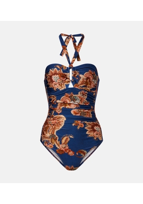 Zimmermann Aster printed halterneck swimsuit