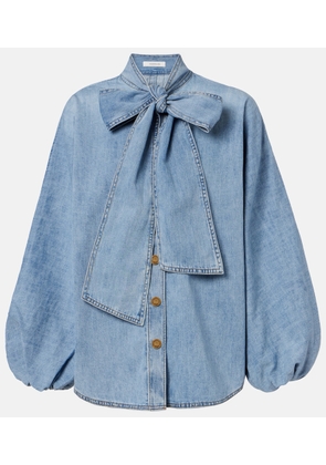 Zimmermann Indra tie-neck denim blouse