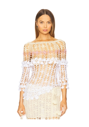 ANDREEVA Handmade Crochet Top in White. Size L. Also in XS.