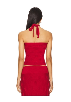 ASTA RESORT Lorena Halter Top in Red. Size L. Also in S.