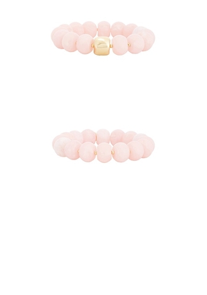 Ettika Power Bead Bracelet Stack in Rose.