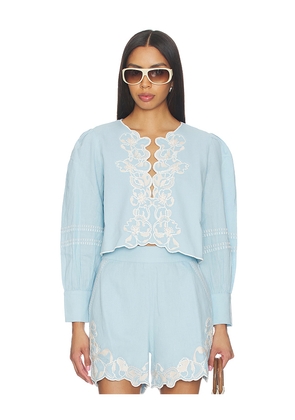 Cleobella Manon Blouse in Baby Blue. Size L. Also in M, S, XL, XS.