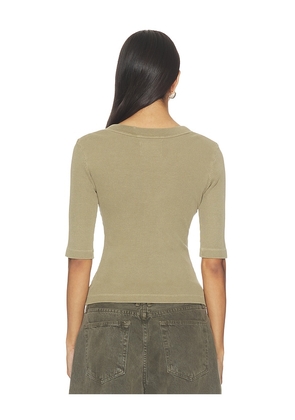 Citizens of Humanity Nali Short Sleeve Henley Top in Olive. Size L. Also in XS, S, M.