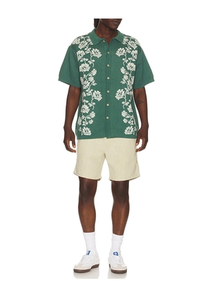 Critical Slide Peace Flower Knit Shirt in Green. Size L. Also in M, XL/1X.