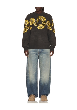 Critical Slide Peace Flower Crew Knit Sweater in Black. Size M. Also in S, XL/1X.