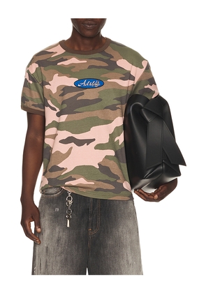 Andersson Bell Essential Camouflage Ringer T-shirt in Pink,Green. Size L. Also in M, XL/1X.