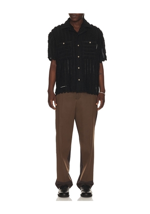 Andersson Bell Kenley Knitted Open Collar Shirt in Black. Size L. Also in M, XL/1X.